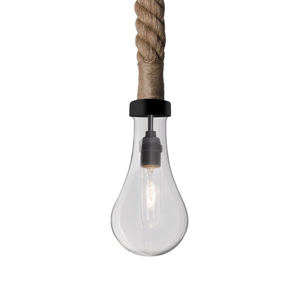 Besa Lighting Dash Rope Pendant, Clear, Black Finish, 1x5W LED Filament 1JT-DASHCL-EDIL-BK - main